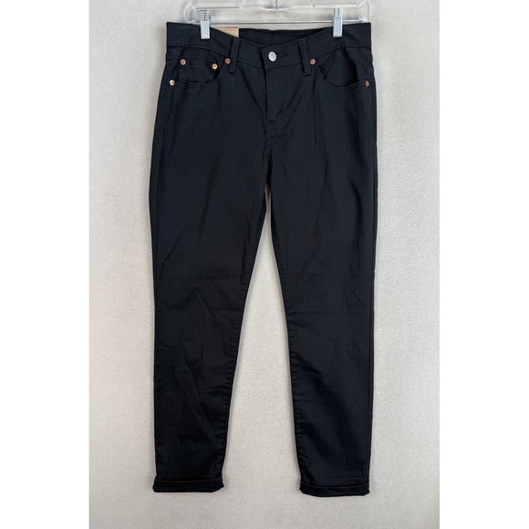 Levis Jeans Women's Sz 28x30 Boyfriend Mid Rise Tapered‎ Leg Black Denim NWT - Picture 1 of 10